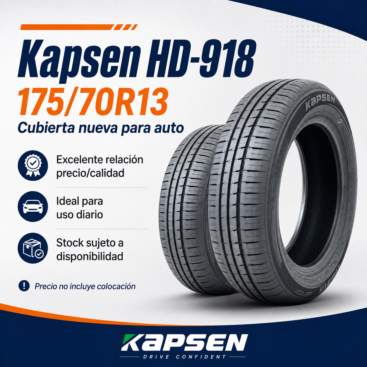Cubierta Kapsen HD-918 175/70R13 — Super Oferta