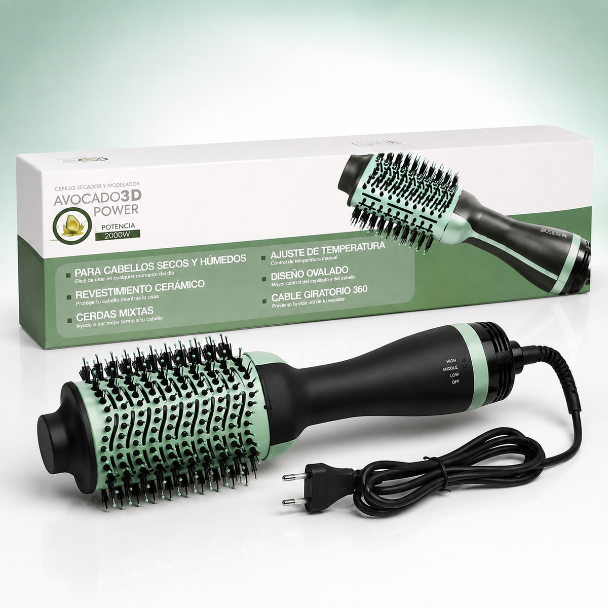 Cepillo Secador y Alisador Avocado 3D Power 2000W