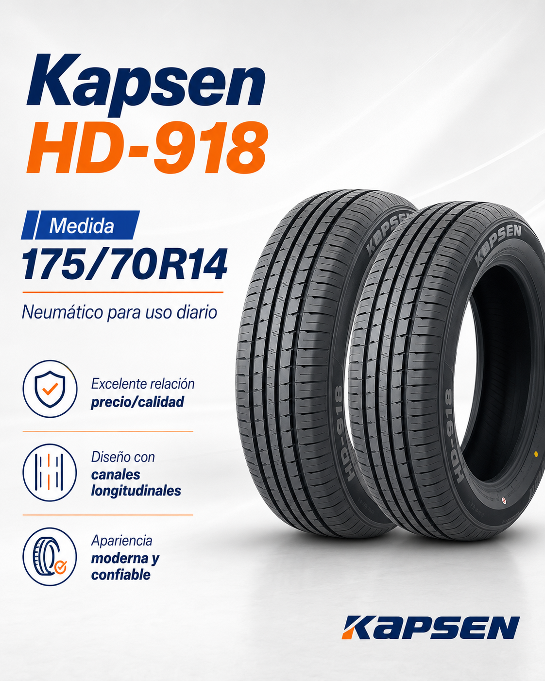 Cubierta Kapsen HD-918 175/70R14 — Super Oferta